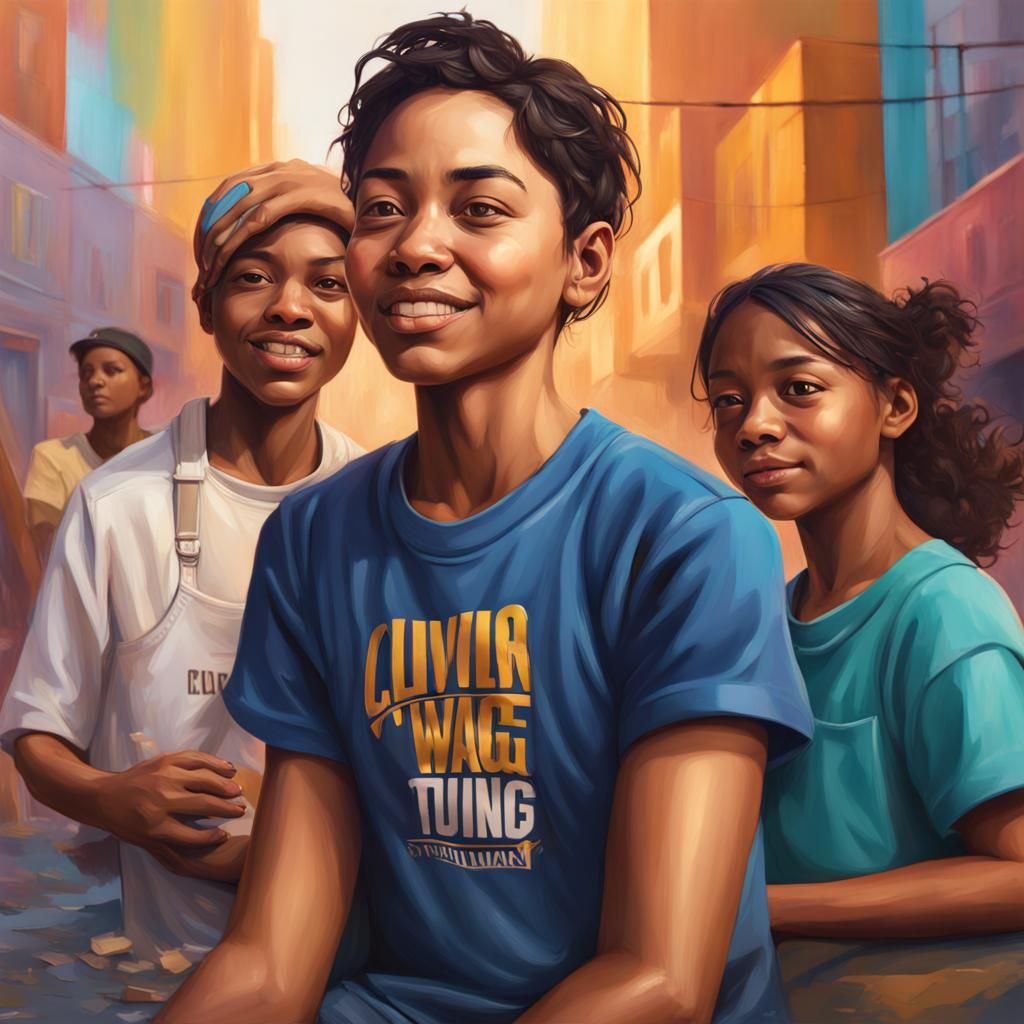 Modern Worker Supports Community: Hyperrealistic Concept Art