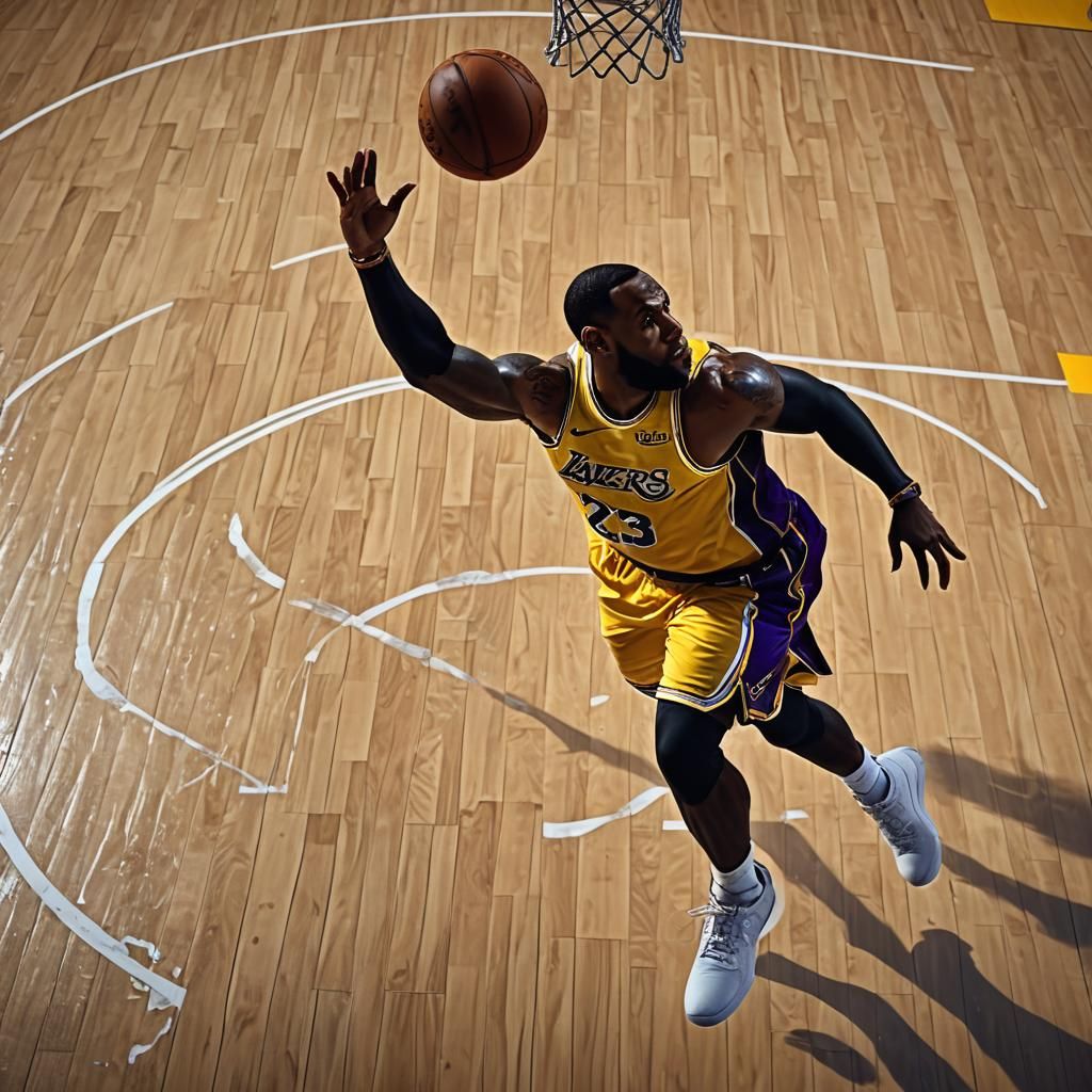 Hyper-Realistic Lebron James Dunk in Digital Art