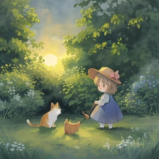 Kittens Play on Antenna in Whimsical Watercolor