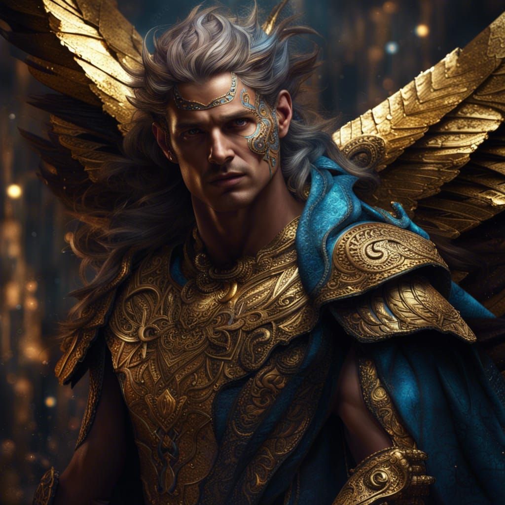 Golden God Portrait with Dynamic Lighting