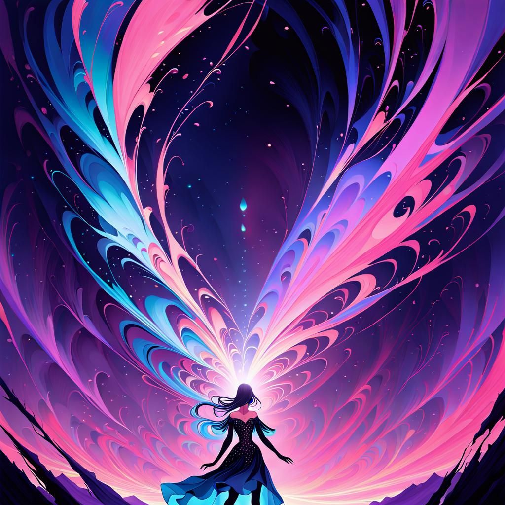 Emotional Surrealism: Woman in Eerie Landscape