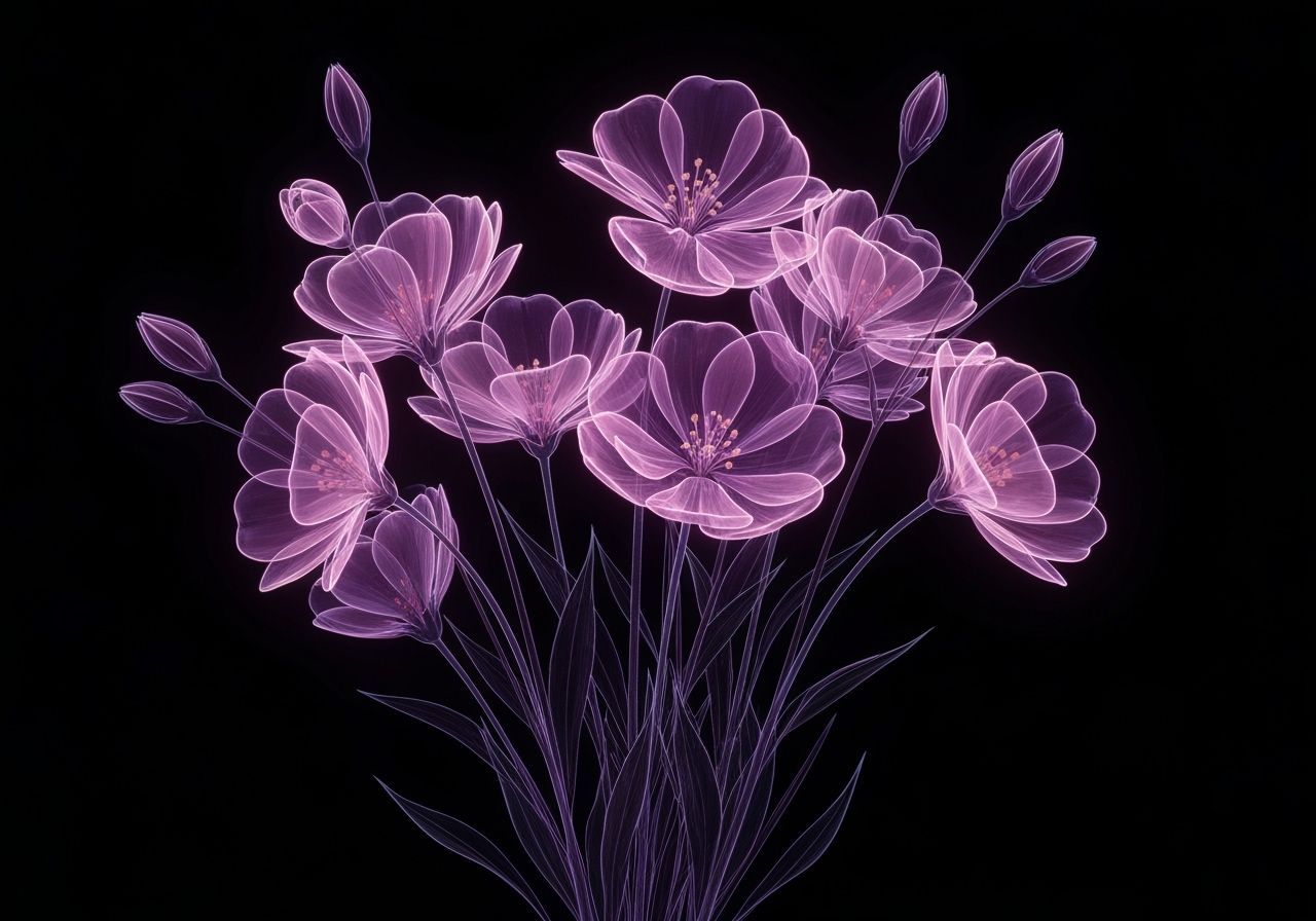 Glowing Neon Bouquet in Sci-Fi Style