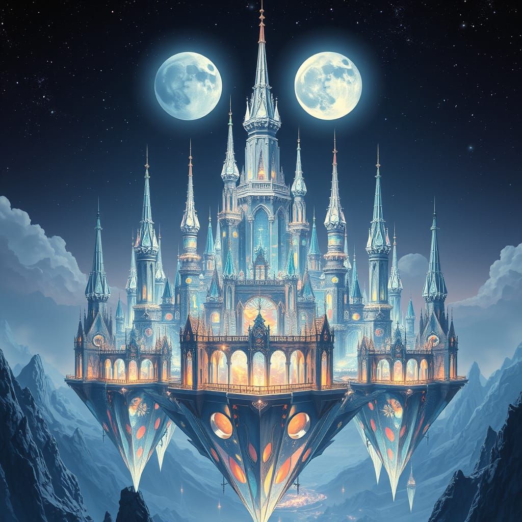 Crystal Metropolis Under Twin Moons