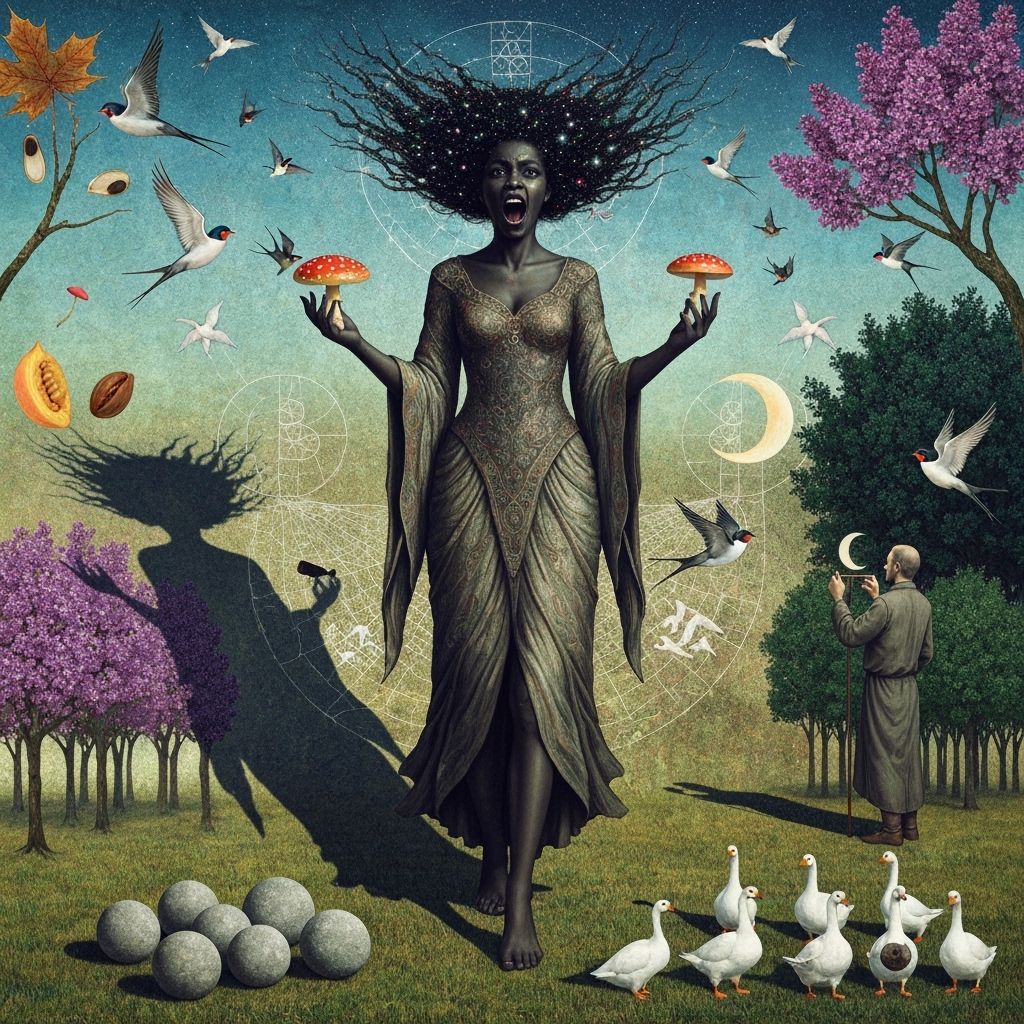 Cosmic Goddess Screaming in Textured Labyrinth