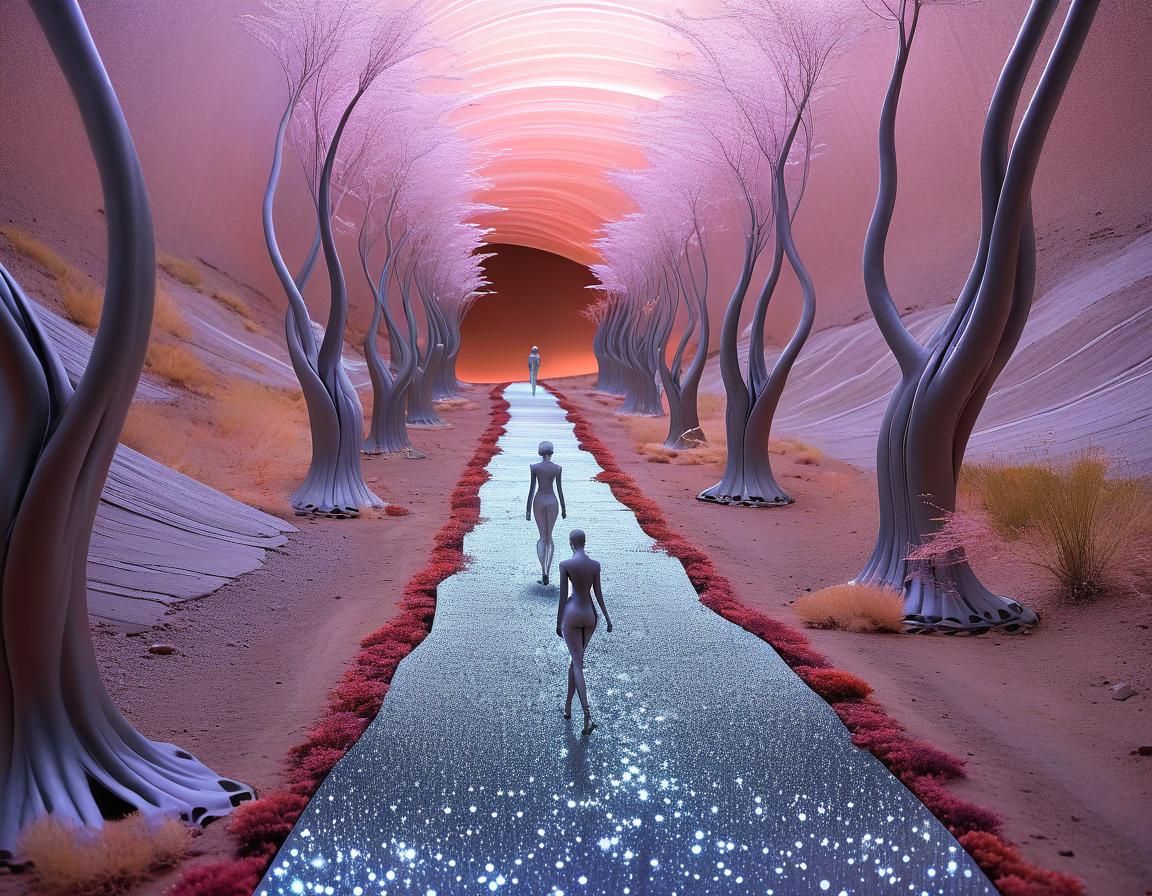 Ethereal Creatures Journey on Shimmering Trail