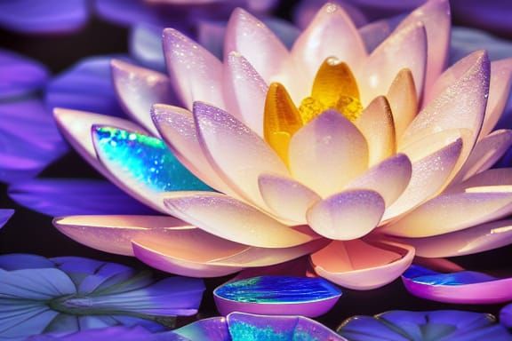 Mystical Iridescent Lotus Flower in Studio Lighting