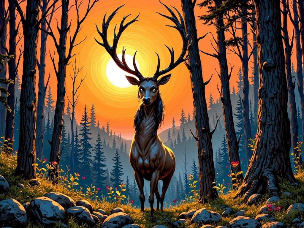 Ethereal Goddess of the Sunset Woods