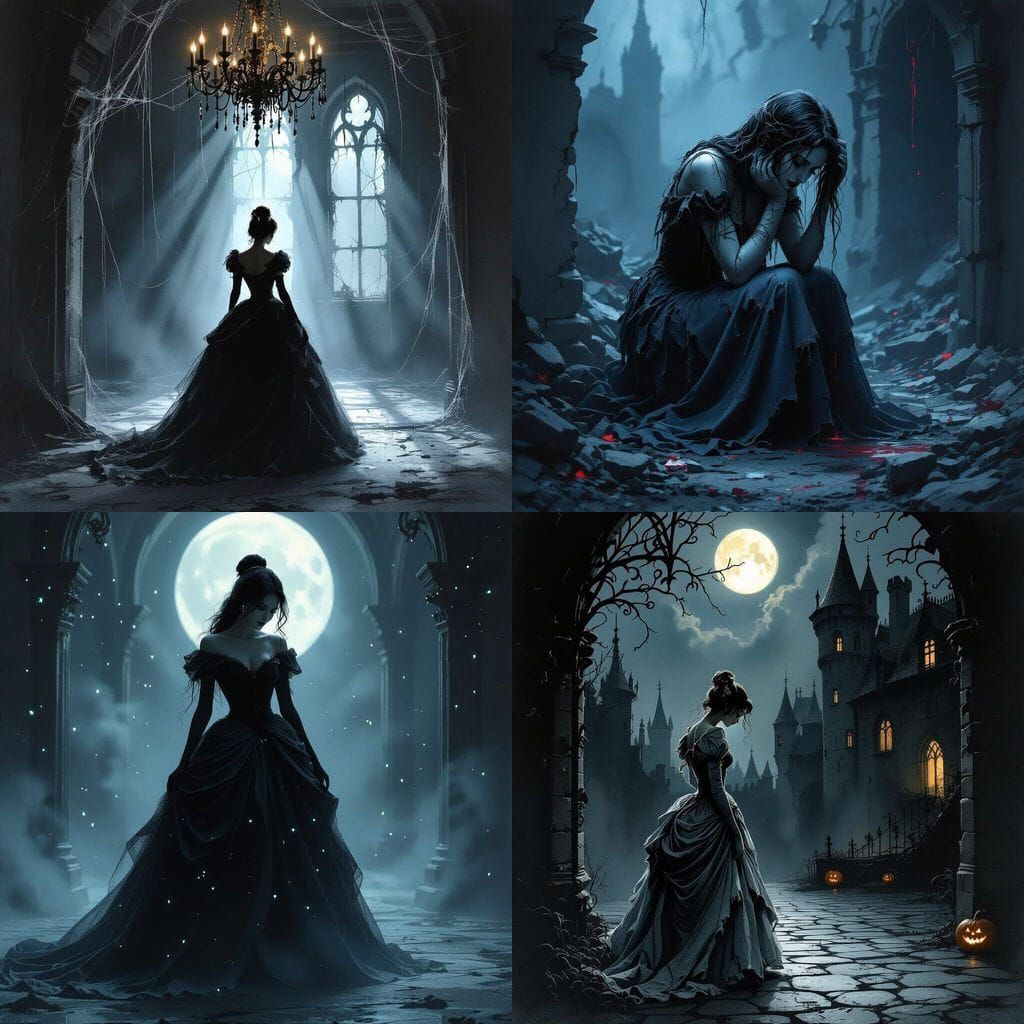 Dark Cinderella Lost in a Gloomy Forest