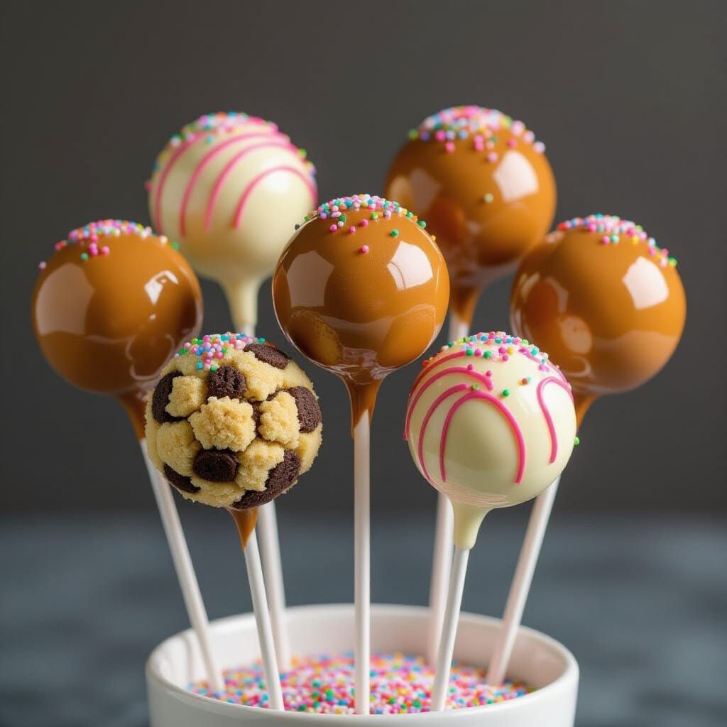Colorful Cake Pops with Sprinkles and Patterns
