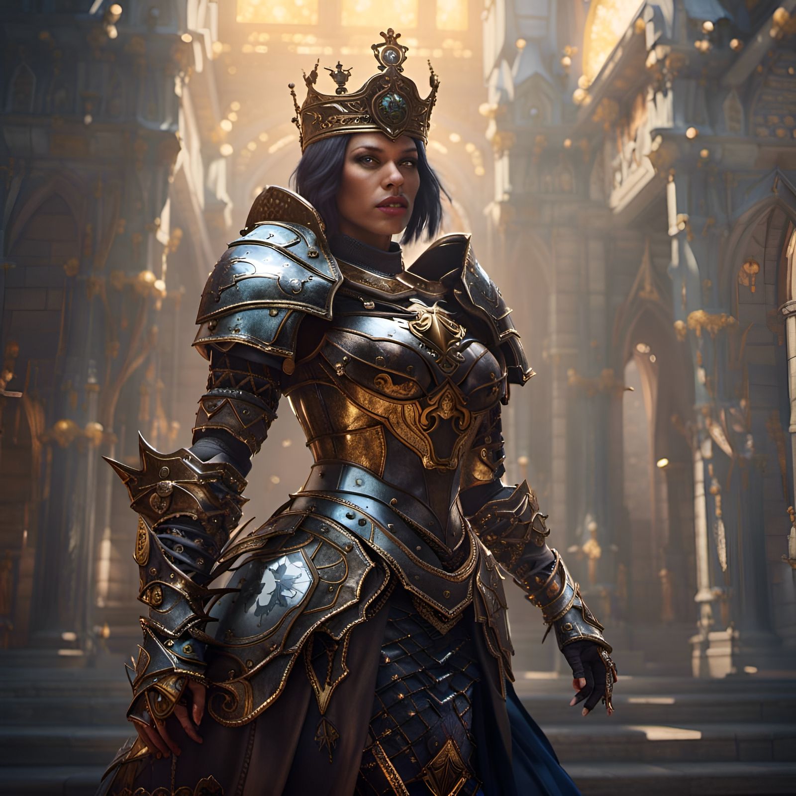 Queen in Knight Armor: Dark Fantasy Masterpiece