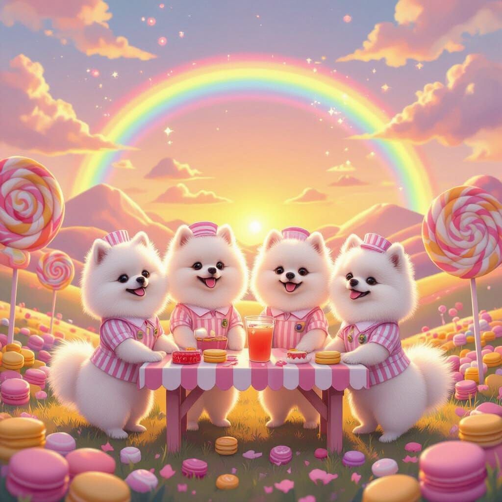 Pomeranians Sell Pink Lemonade in Candy Land