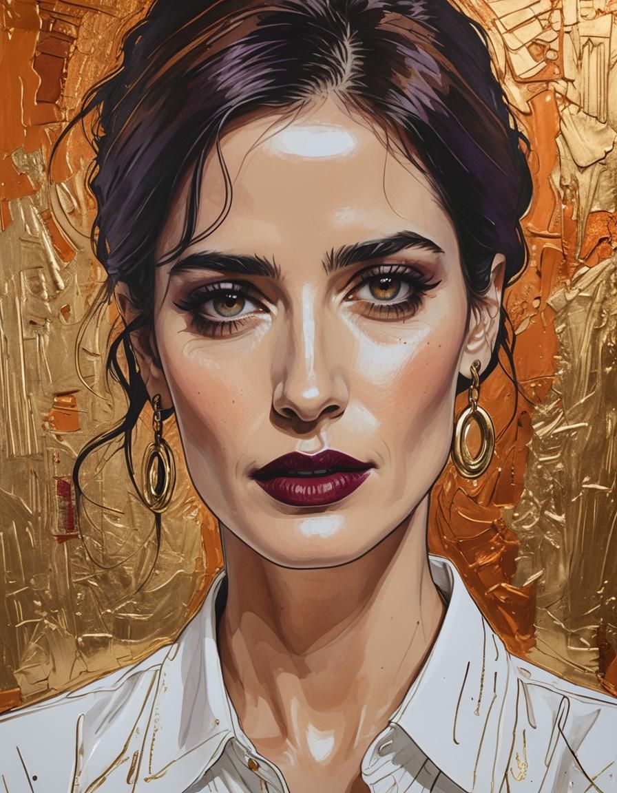 Contour Sketch Portrait with Bauhaus and Screen Print Aesthe...