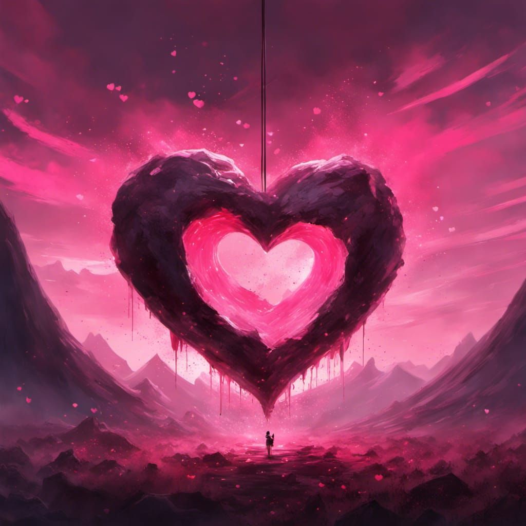 Heart Volcano Eruption in a Bioluminescent Field