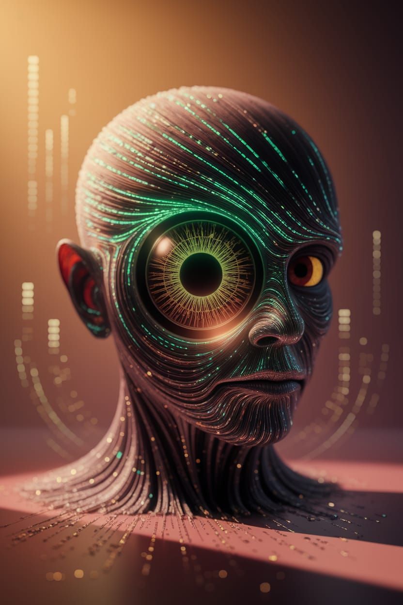 Luminous Code Cyclops Eye in Swirling Brushstroke Style