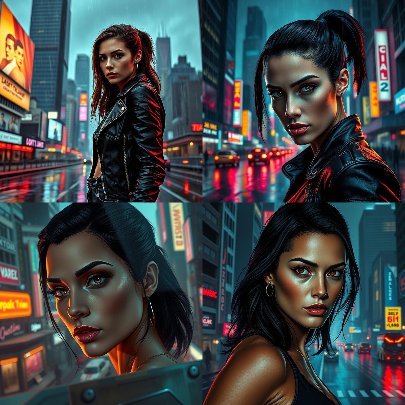 Cyberpunk Portrait: Brunette Woman Peering into the Abyss