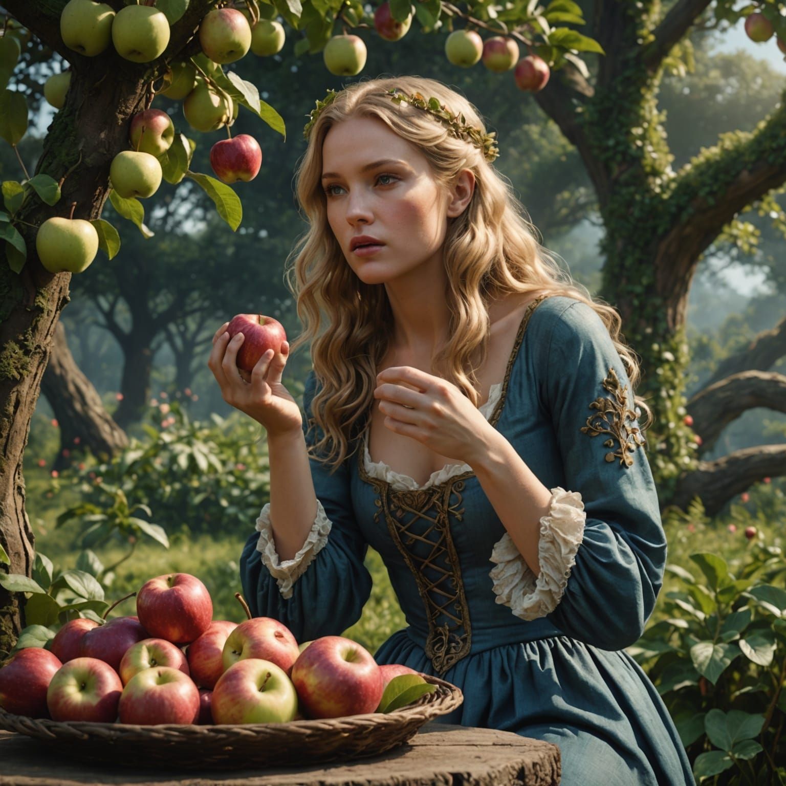 Eve in Eden: Realistic Panoramic Fantasy Scene