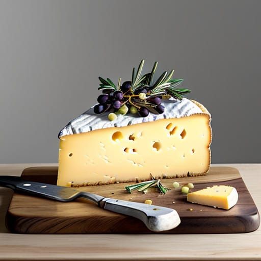 Aged Cheese on Wooden Cutting Board in Warm Light