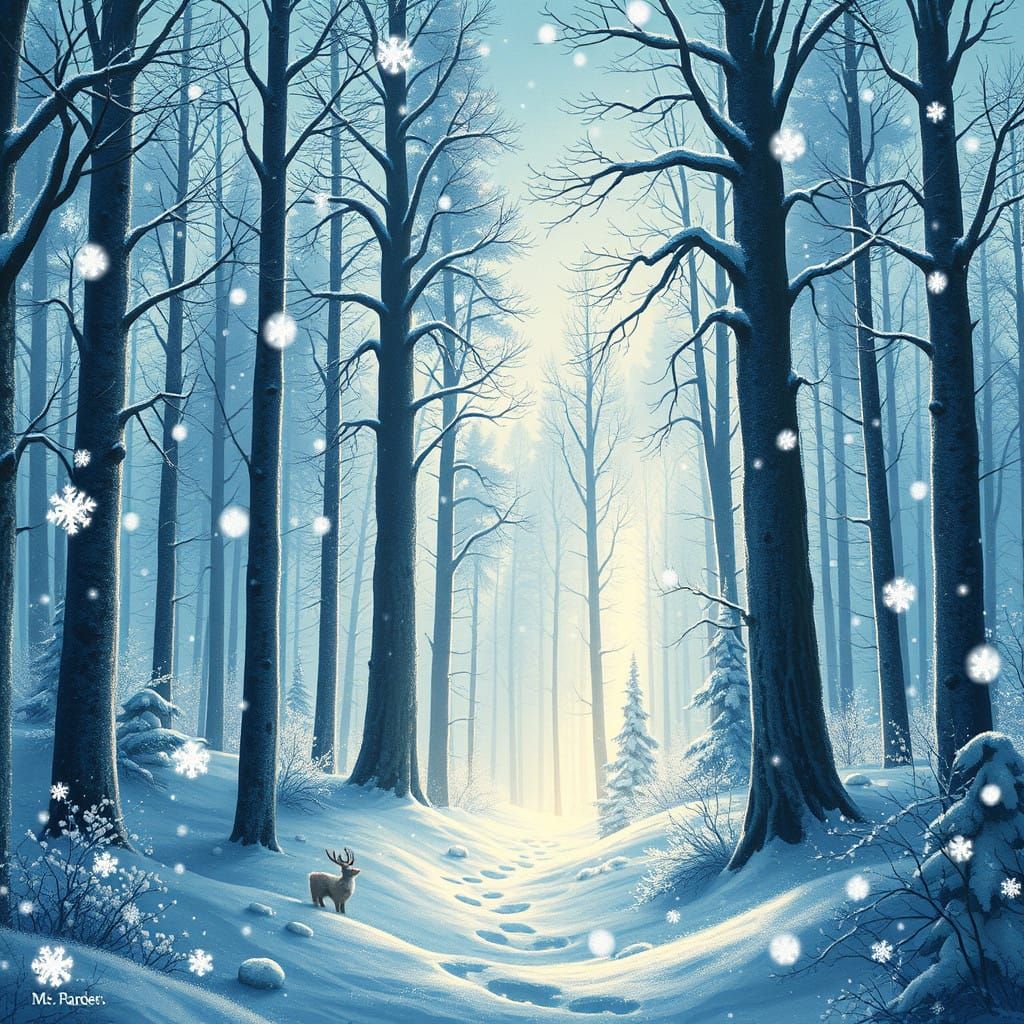 Whimsical Winter Wonderland in Ethereal Light