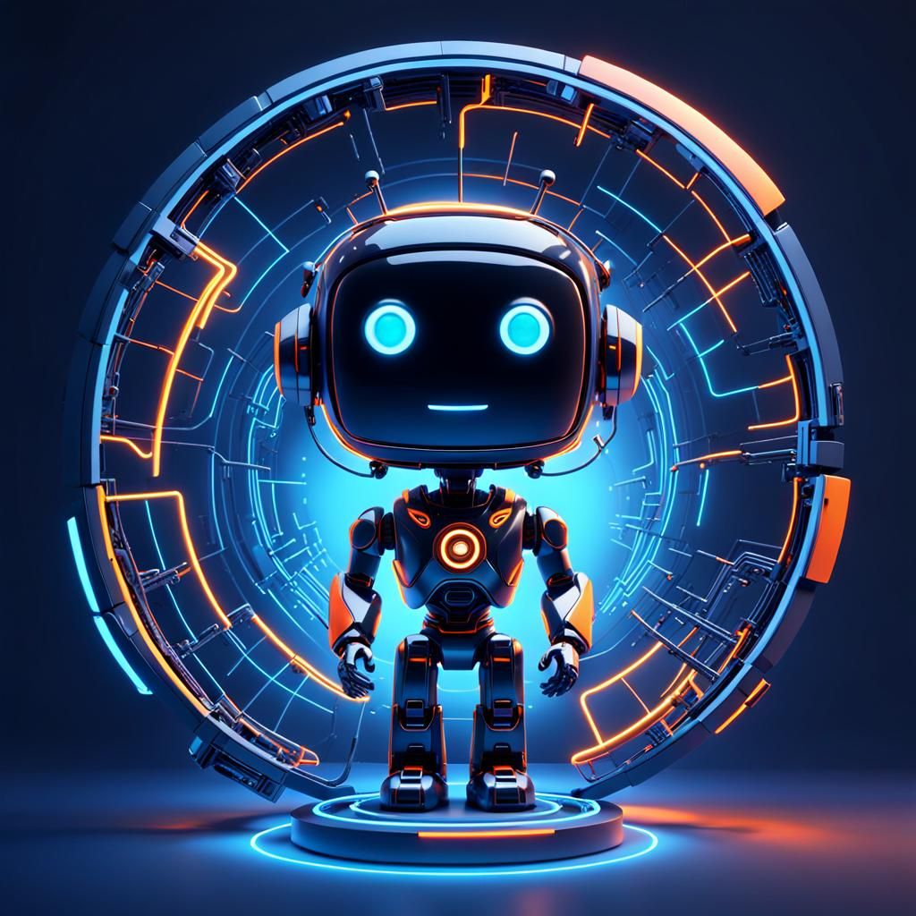 Futuristic Chatbot in Vibrant 3D Space
