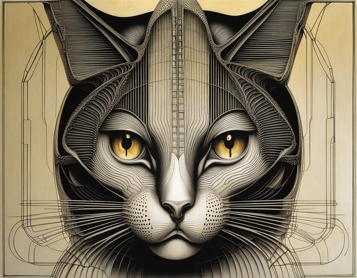 Cat in the style of Hans Ruedi Giger