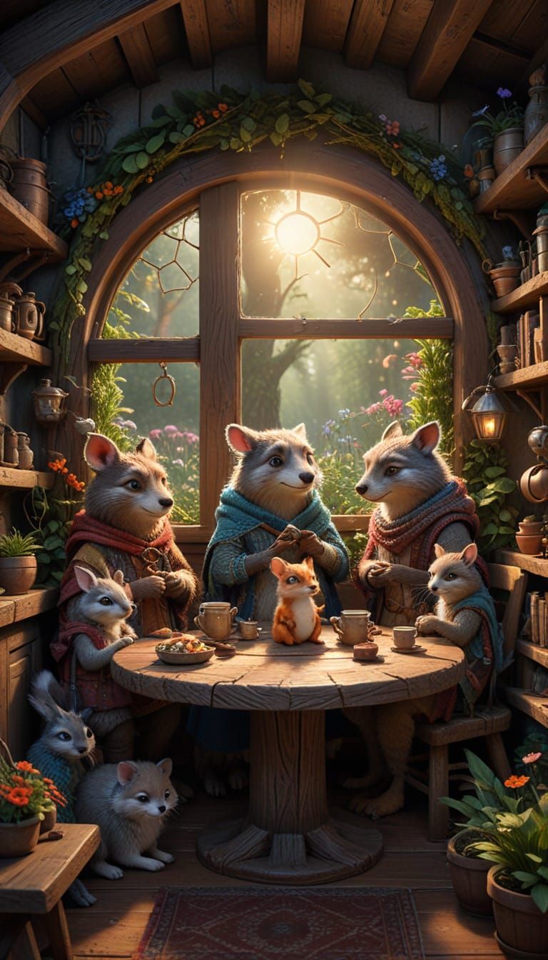 Whimsical Forest Gathering in Hobbit Style Home