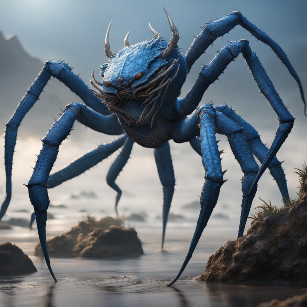 Blue Dragon Japanese Spider Crab Hybrid: Fantasy Art