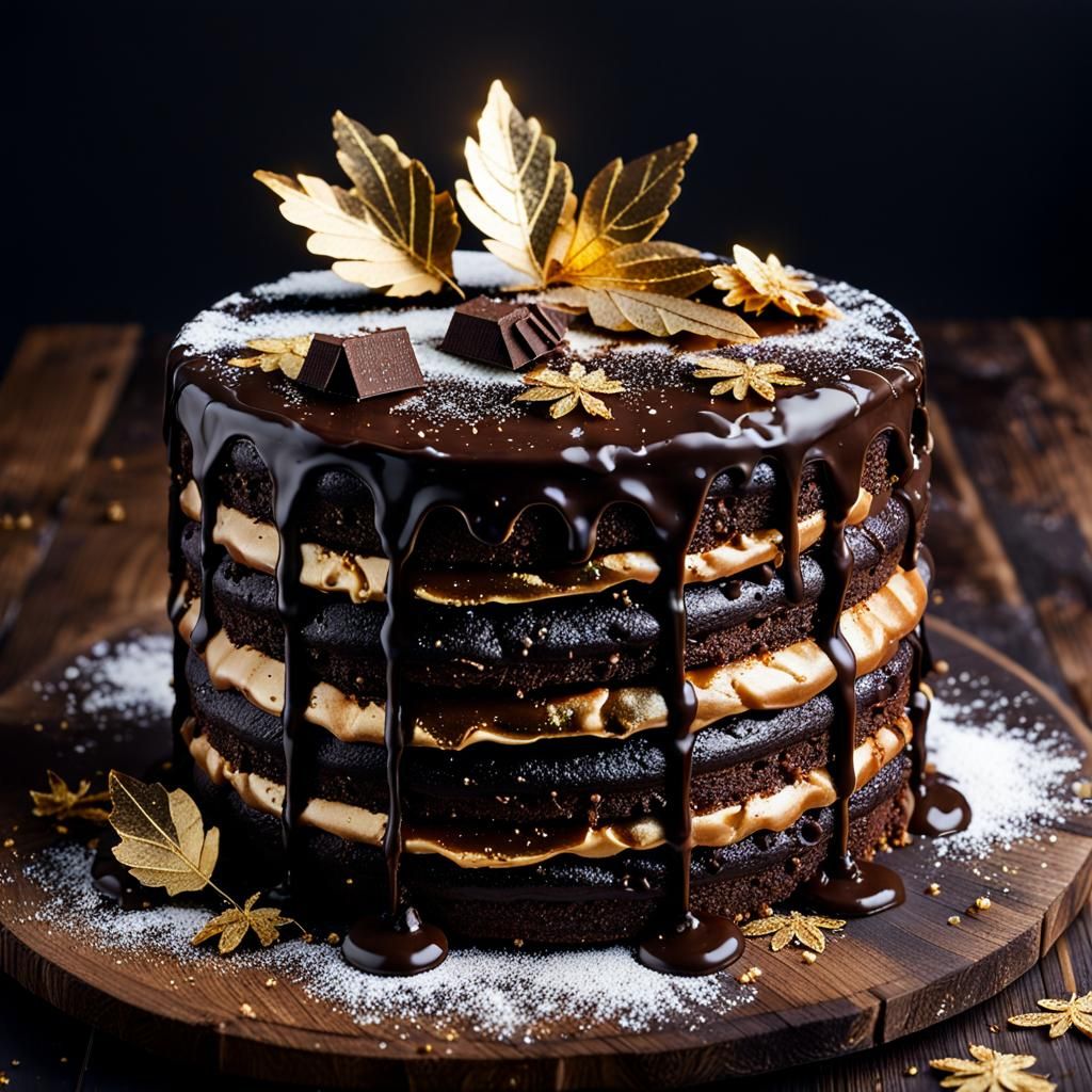 Decadent Chocolate Cake with Dark Ganache in 8K