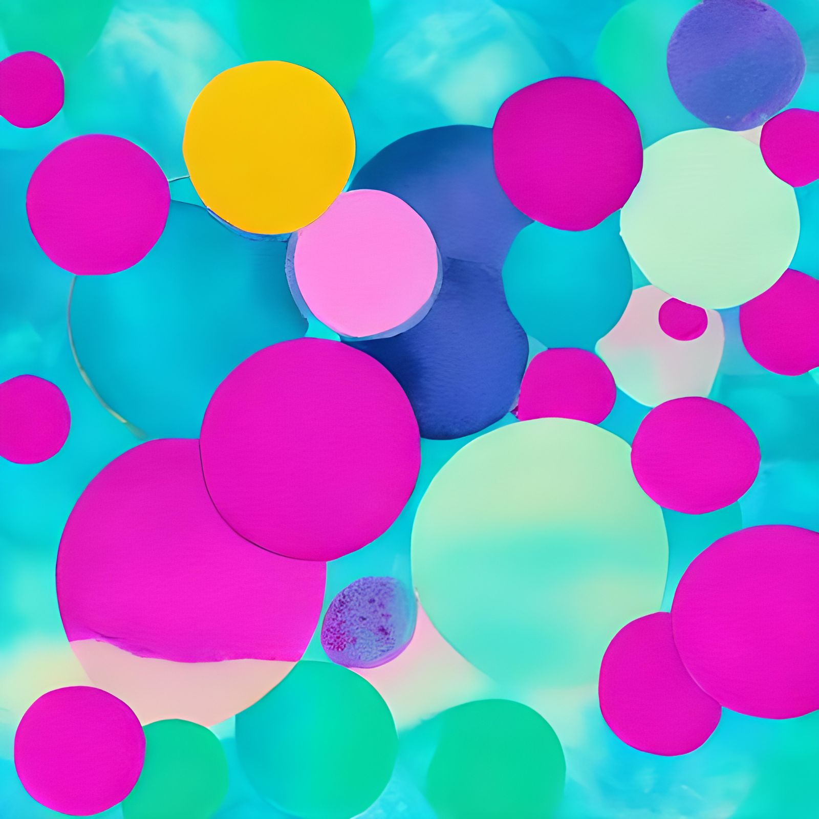 Abstract Watercolor Bubbles in Pink, Teal, and Black