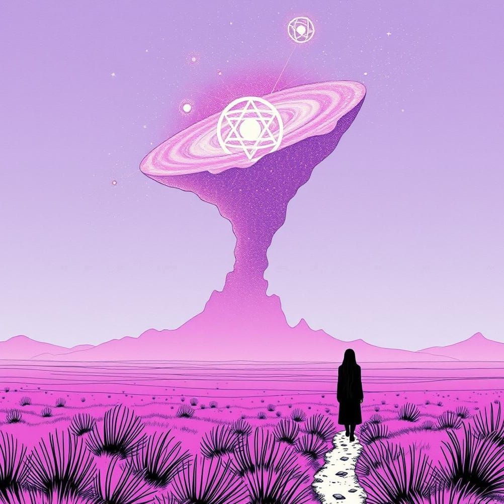 Surreal Galaxy Storm Illustration in Minimalist Style