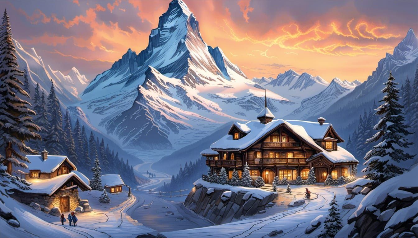 Matterhorn in a Bright Fantasy Landscape