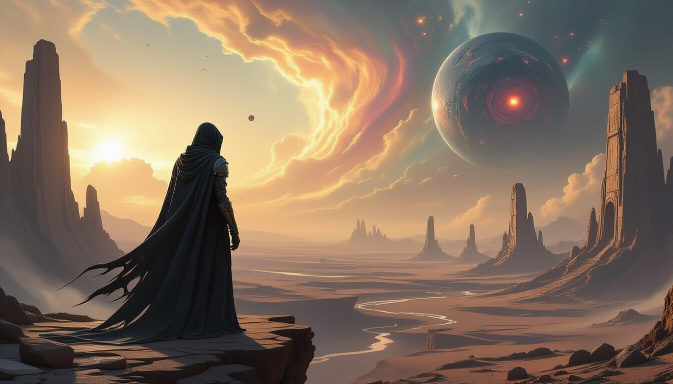 Cosmic Horror on Alien Precipice in Concept Art Style