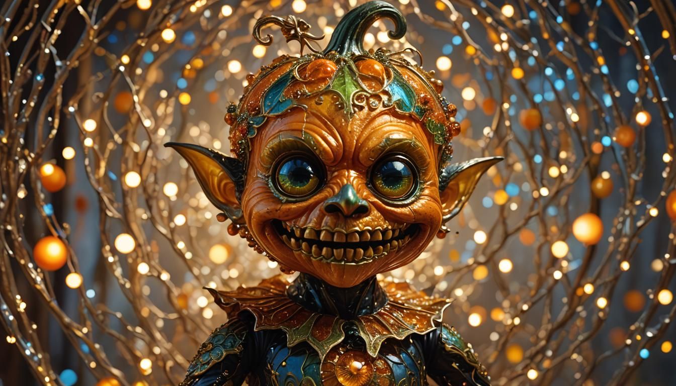 Glass Pumpkin Goblin in Surrealist Style