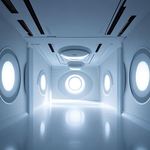 Abstract Alien Spaceship Interior in Hyperrealistic Style