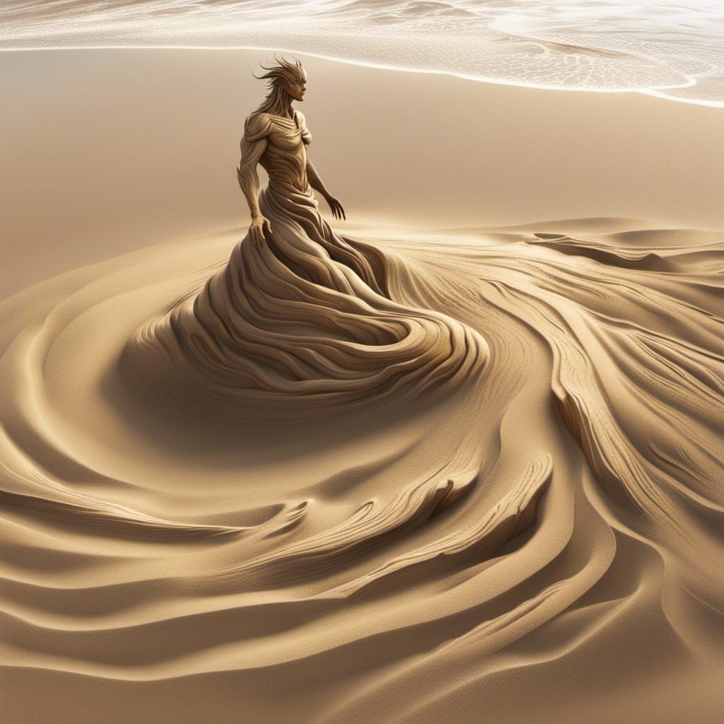 Sand Elemental Rising: 3D Digital Concept Art