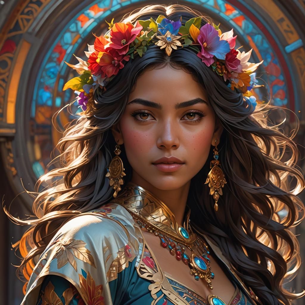 Detailed Portrait of Latina Woman in Artstation Style