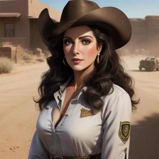 Gunfighter Deanna Troi Portrait in Western Setting