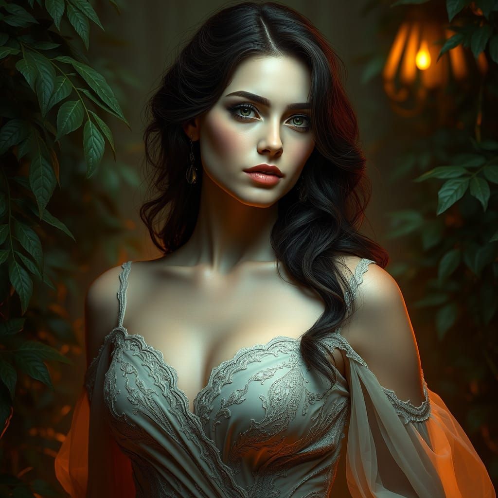 Ethereal Femme Fatale in Art Nouveau Splendor