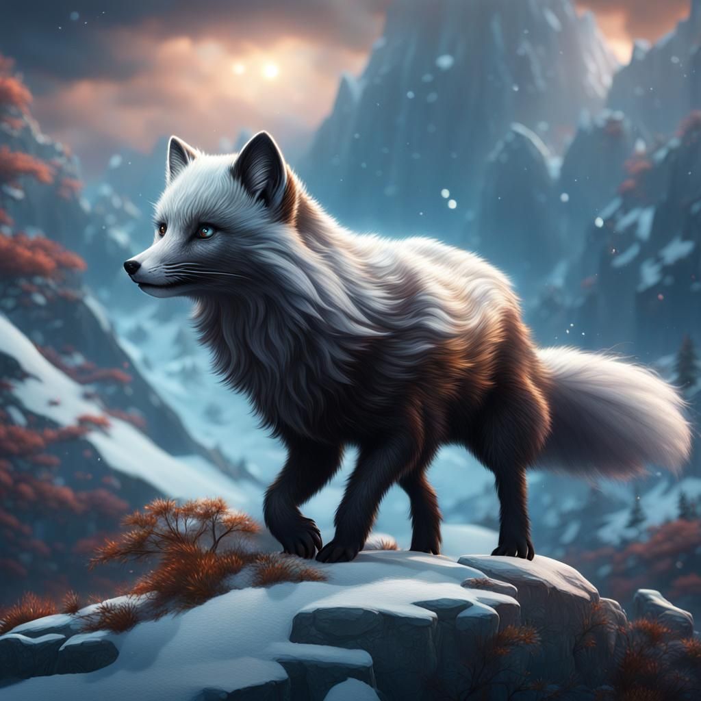 Flying Arctic Fox Fantasy Concept Art