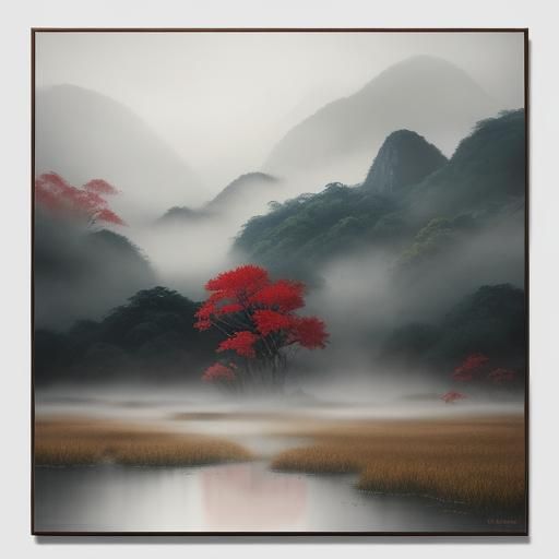 Misty Vietnamese Bamboo Forest Watercolour Painting