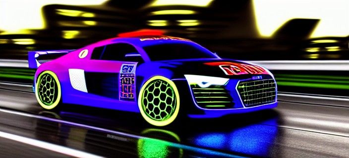Neon Audi R8 Race Car Concept Art