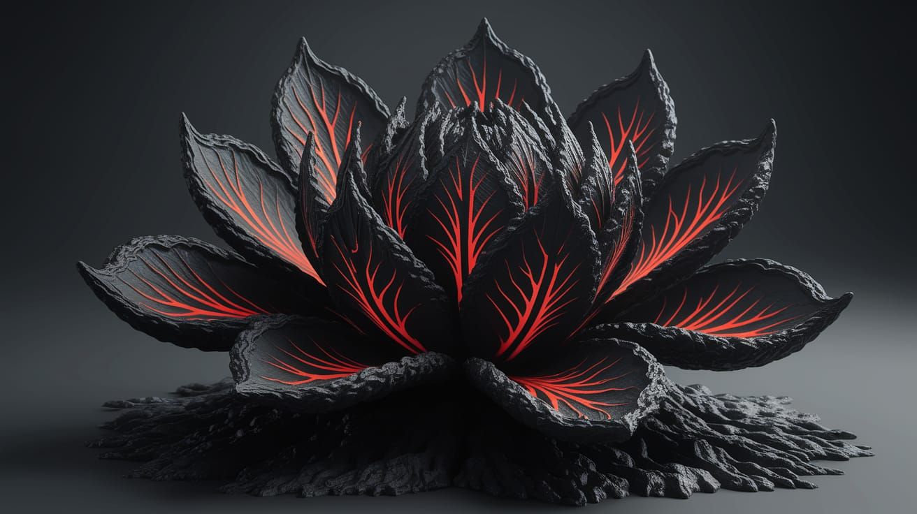Dark Gothic Flower with Glowing Veins