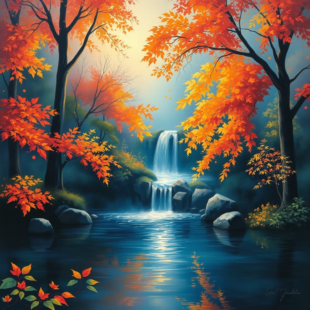 Twilight Fantasy Forest in Impressionist Style