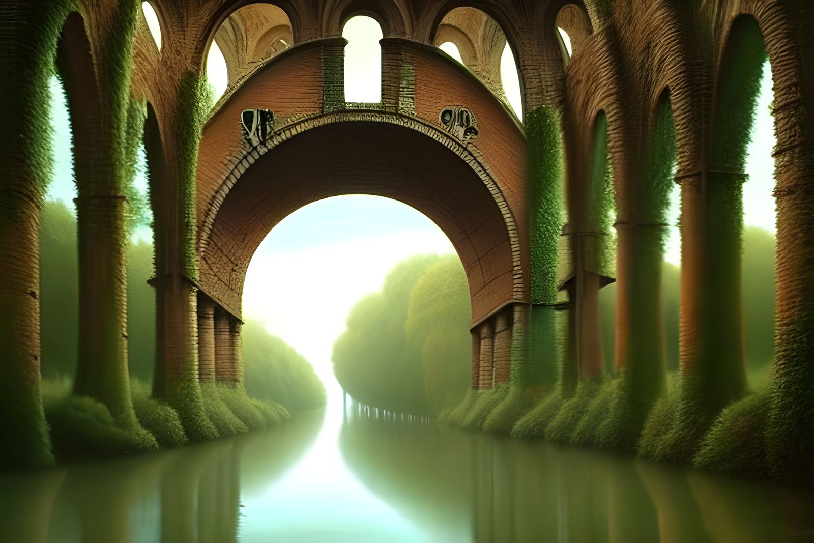 Surreal Aqueduct System in Magical Realism Style