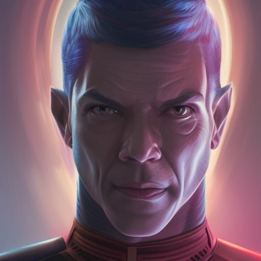 Detailed Portrait of Vulcan Man in Concept Art Style