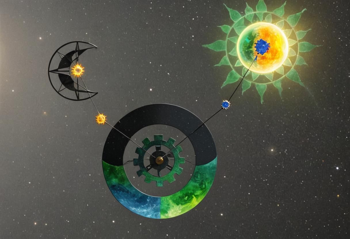 Mechanical Celestial Connection: Earth, Moon, and Sun