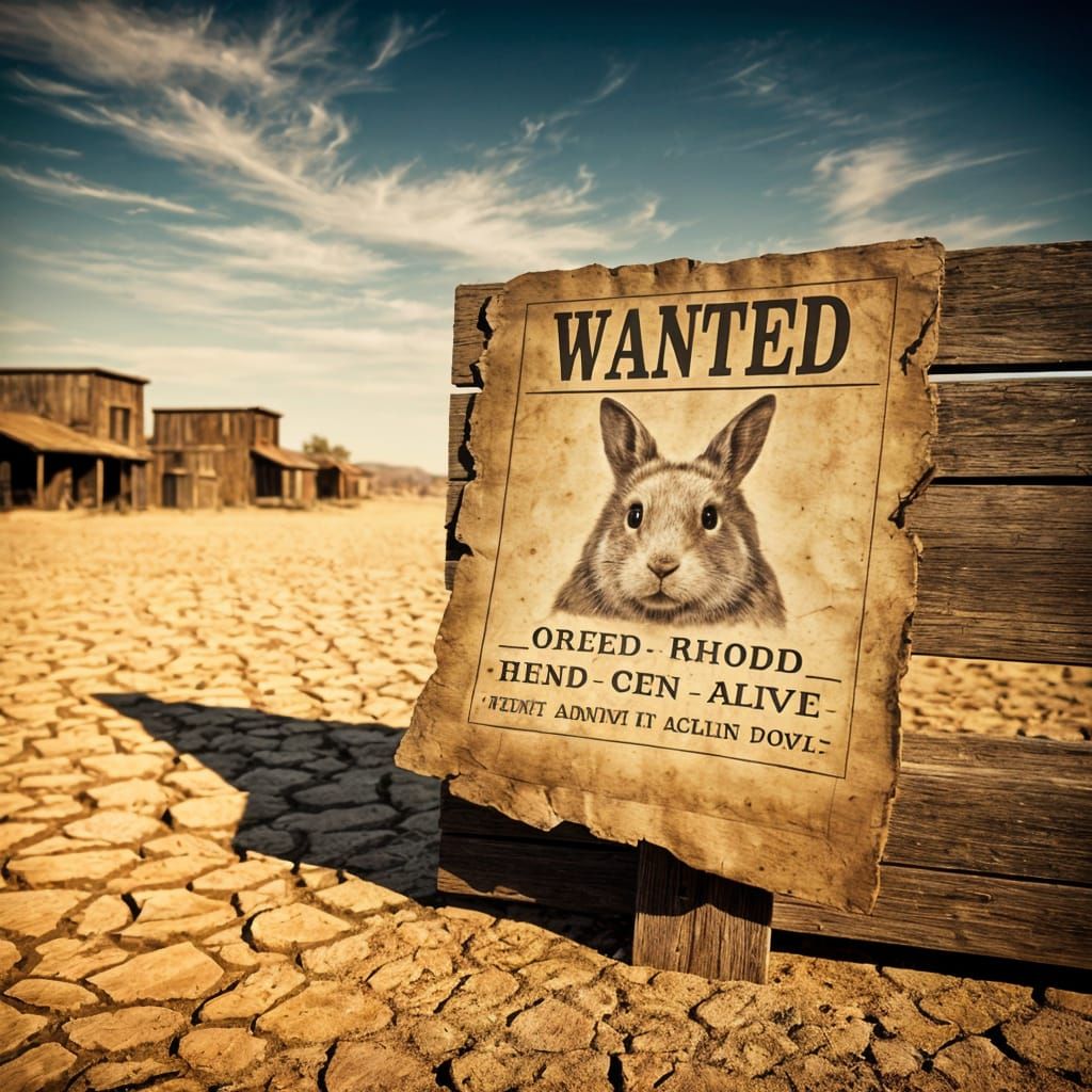Wanted Rabbit Poster in Western Film Style