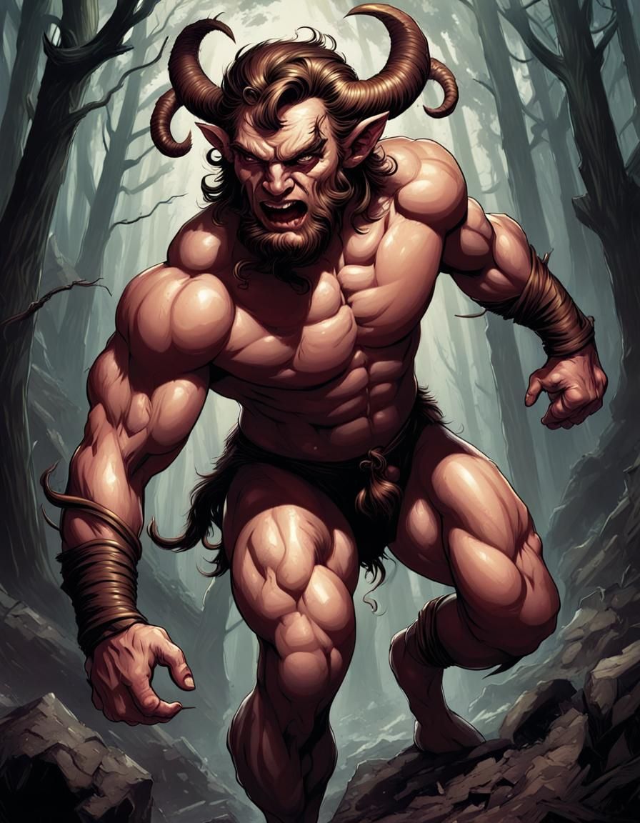 sinister satyr humanoid wrestler