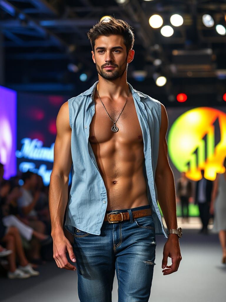Italian Male Model Struts Down Milan Fashion Week Catwalk