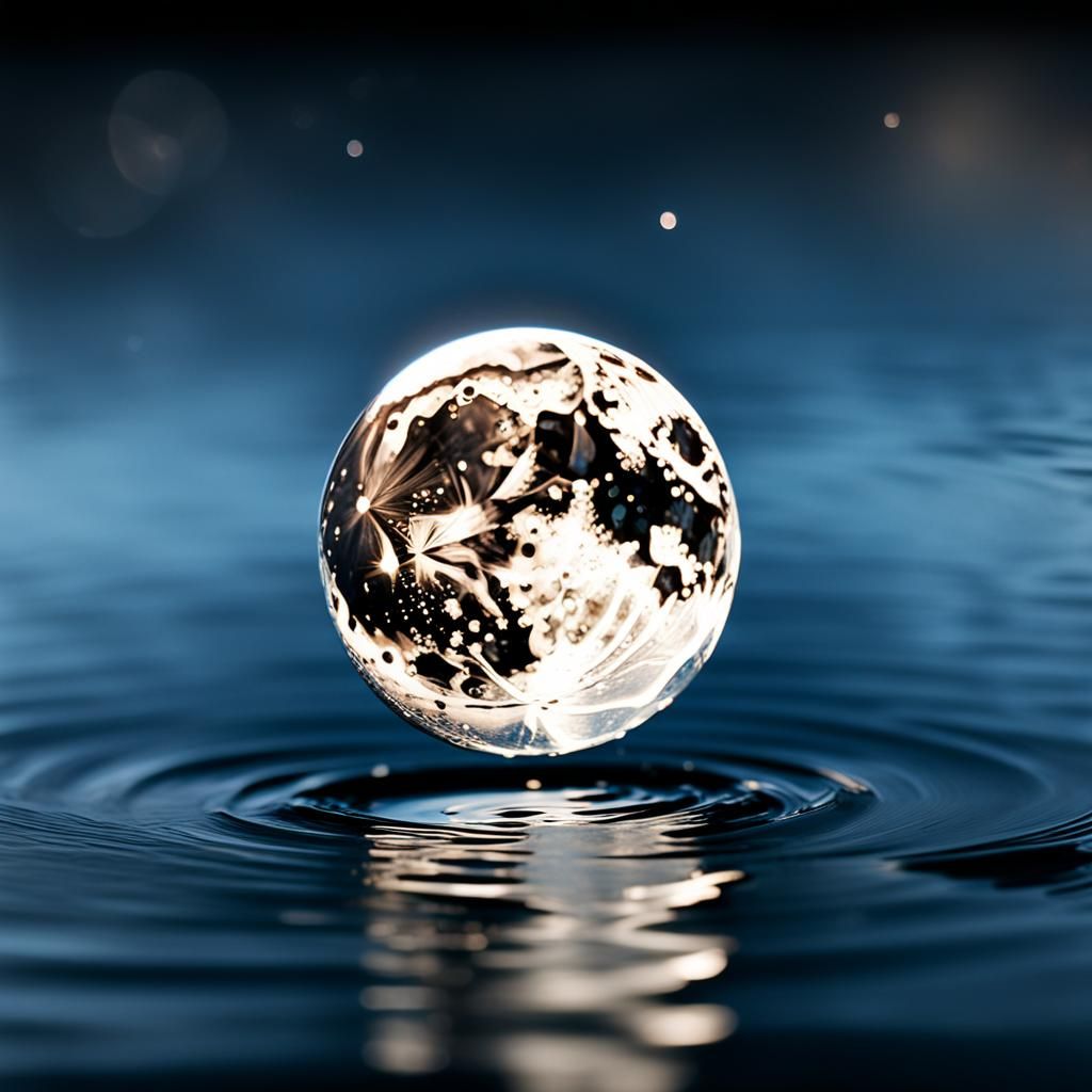 Half Moon Reflection in Puddle: Professional Photography