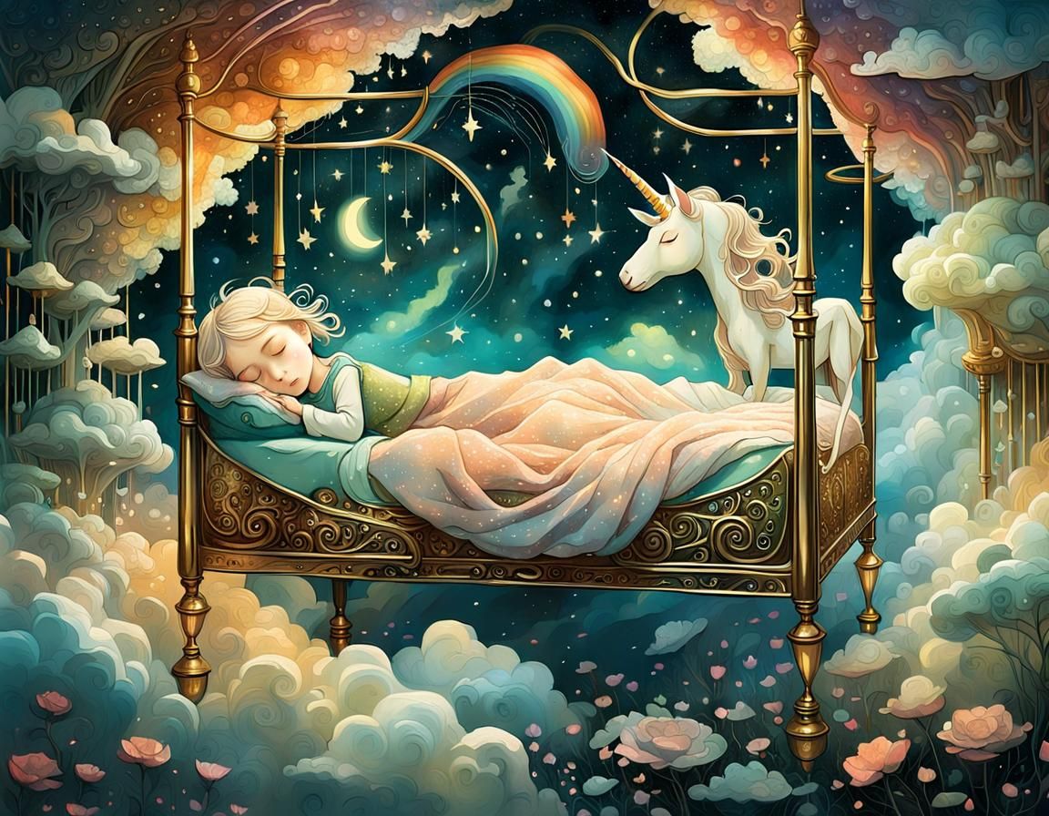 Chibi Girl's Unicorn Dream in Pastel Colors